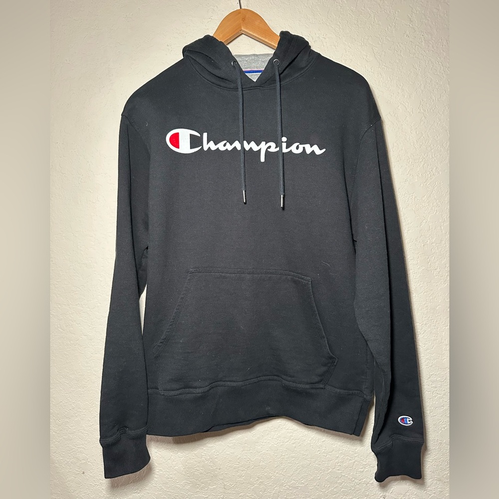 Champion Black Hoodie with Gray Lining